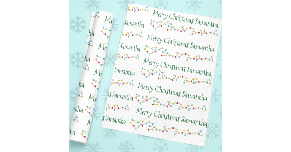 Personalized Christmas Lights Name Custom Wrapping Paper Zazzle