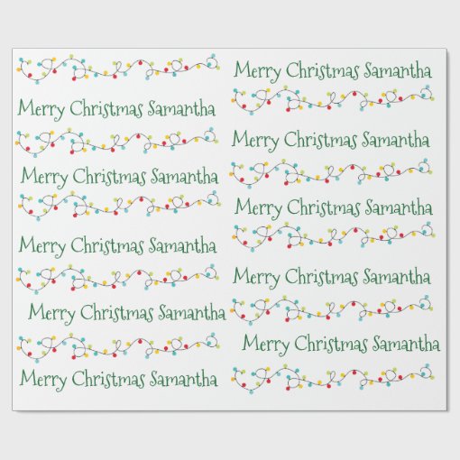 Personalized Christmas Lights Name Custom Wrapping Paper Zazzle