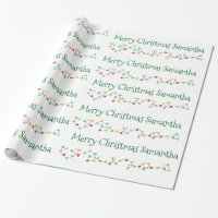 Personalized Christmas Lights Name Custom Wrapping Paper