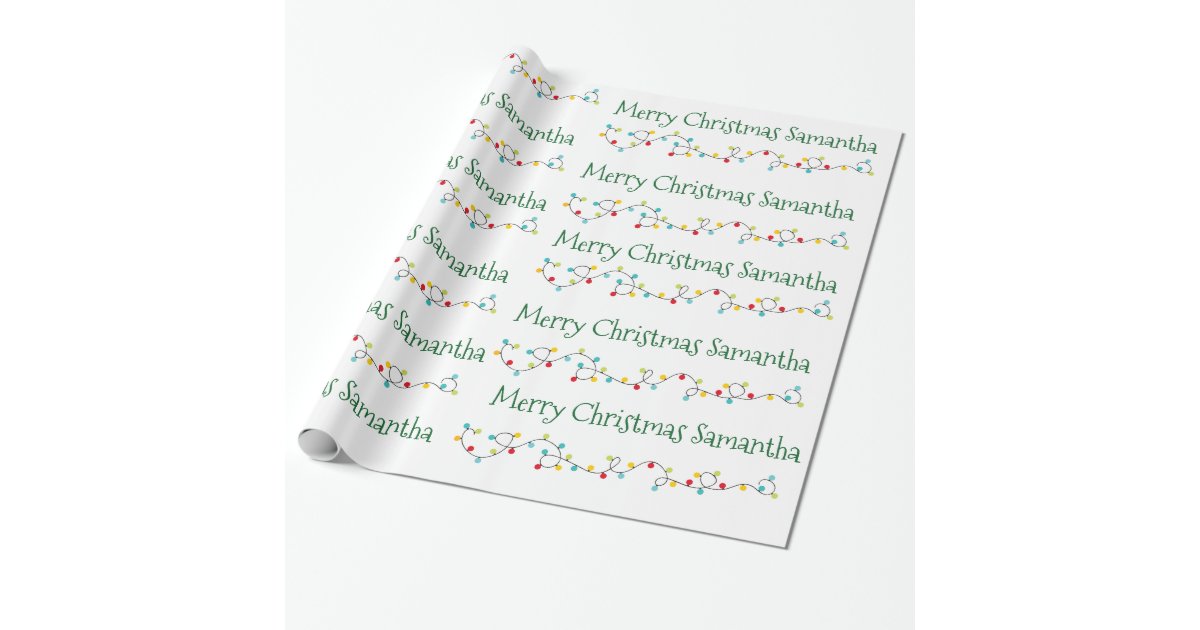 Personalized Christmas Lights Name Custom Wrapping Paper Zazzle