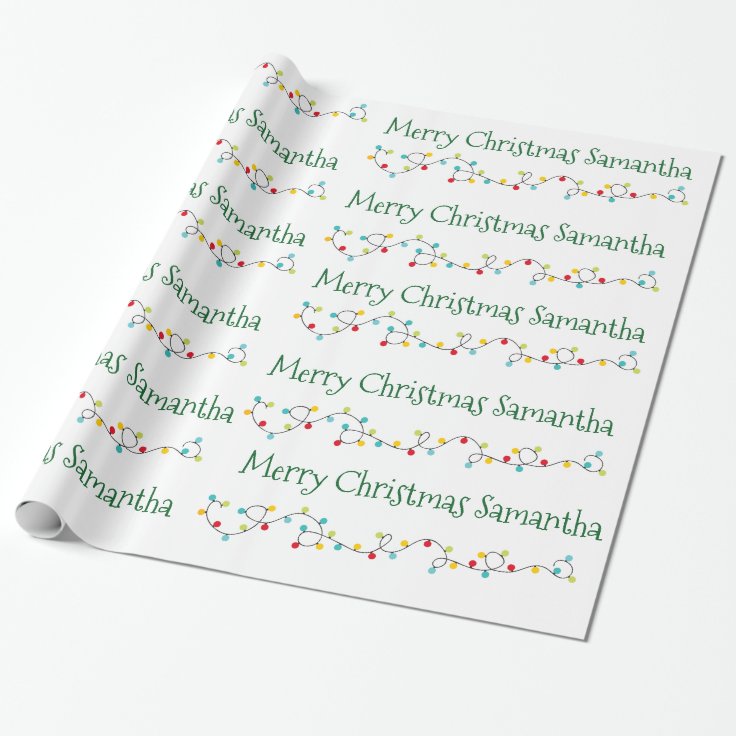 Personalized Christmas Lights Name Custom Wrapping Paper Zazzle