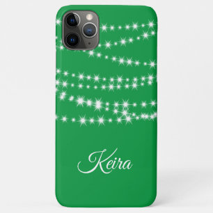 Personalized Christmas Lights on green iPhone Case