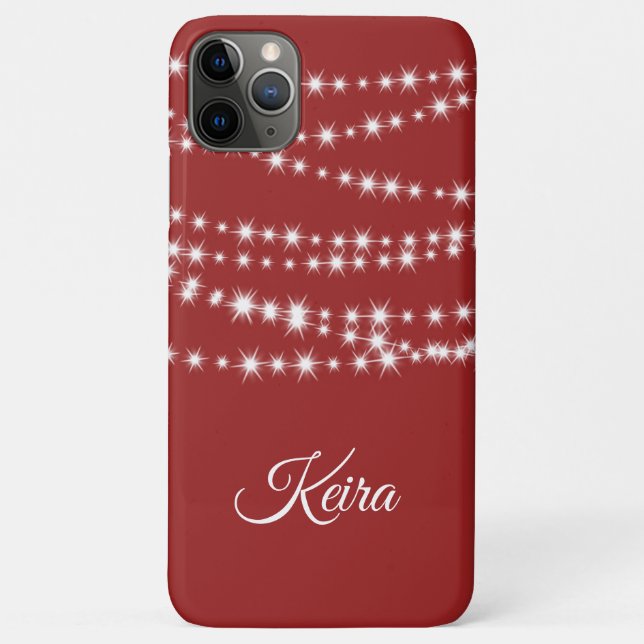 Personalized Christmas Lights on red iPhone Case (Back)
