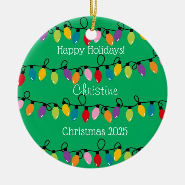 Personalized Christmas Lights Ornament (Front)