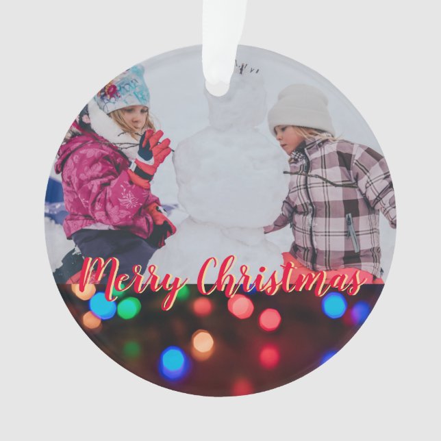Personalized Christmas Lights Photo Ornament (Front)