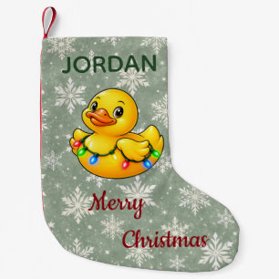Personalized Christmas Lights Rubber Duck Small Christmas Stocking