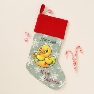 Personalized Christmas Lights Rubber Duck Stocking