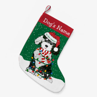 Personalized Christmas Lights Sheepadoodle Small Christmas Stocking