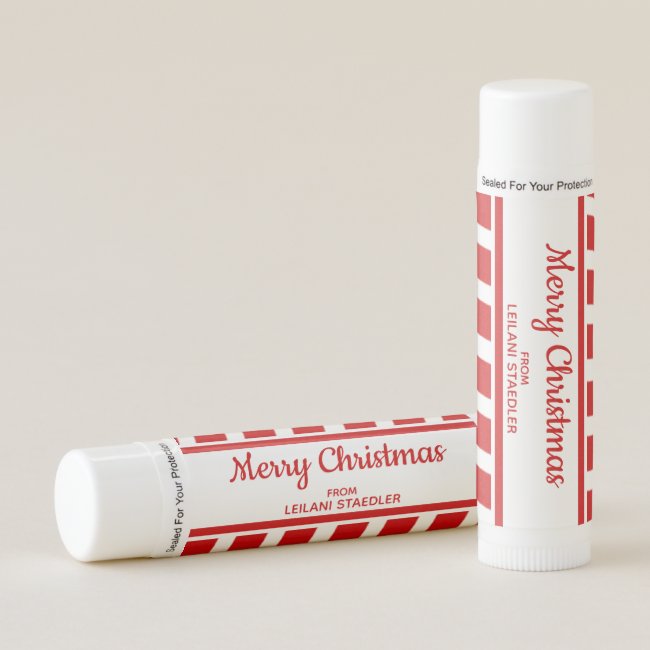 Personalized Christmas Lip Balm Favors Candy Cane