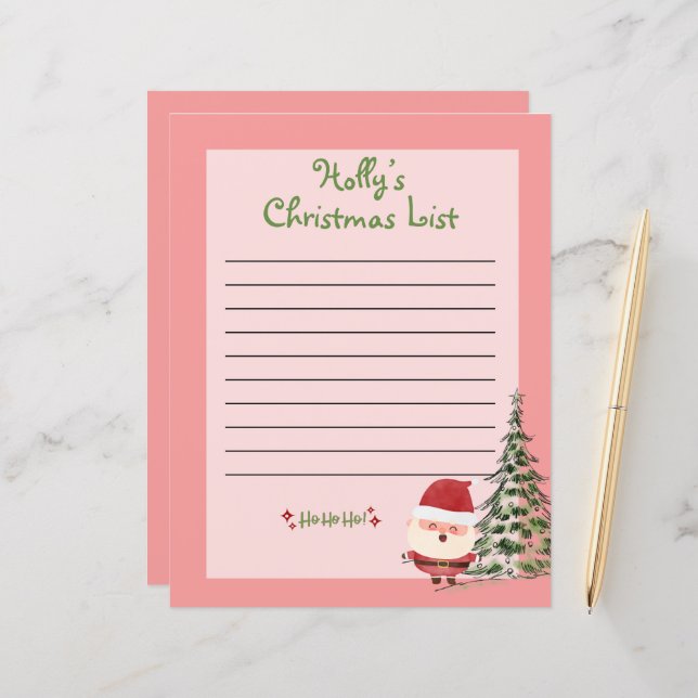 Personalized Christmas List for Santa (Front/Back In Situ)