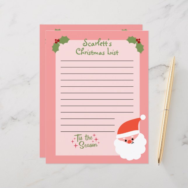 Personalized Christmas List to Santa (Front/Back In Situ)