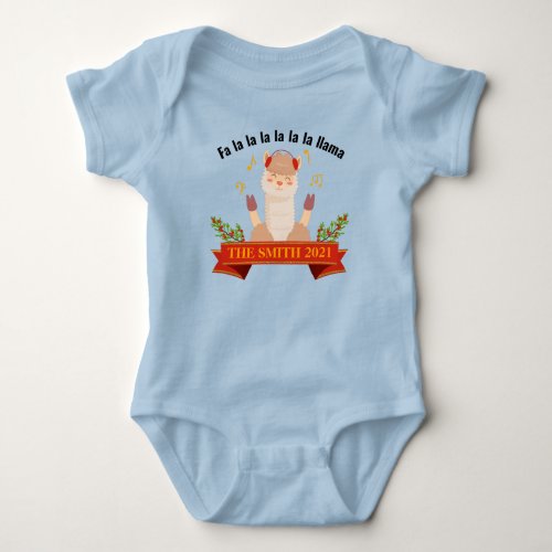 Personalized Christmas Llama Family Matching Baby  Baby Bodysuit