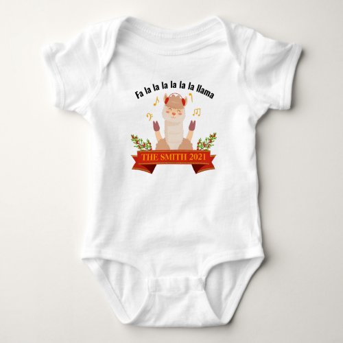 Personalized Christmas Llama Family Matching Baby Bodysuit