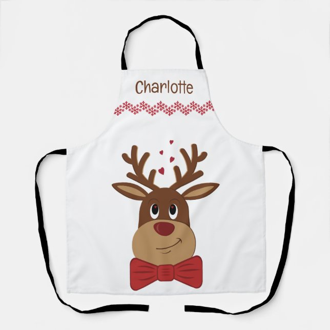 Personalized Christmas Love Reindeer Apron (Front)