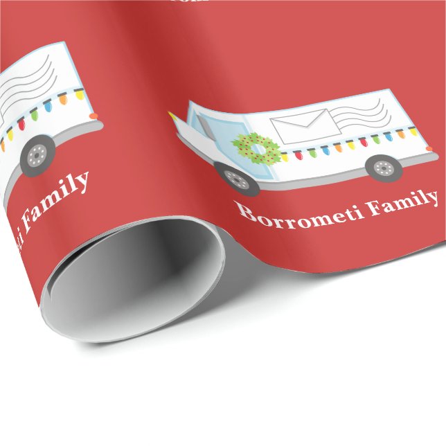Personalized Christmas Mail Truck Wrapping Paper (Roll Corner)