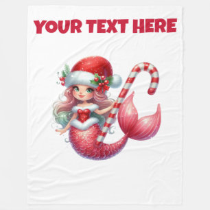 Personalized Christmas Mermaid Baby Fleece Blanket