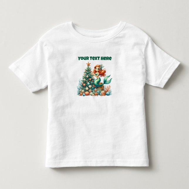 Personalized Christmas Mermaid Toddlers T-Shirt (Front)