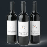 Personalized Christmas Minimalist Snowman Script Wine Label<br><div class="desc">Personalized Christmas Minimalist Snowman Script Wine Labels are a perfect way to give a bottle of wine for the holidays. The labels are designed with a cute simple snowman face on the center. "Happy Holidays" is in elegant calligraphy script lettering followed by family's last name. Click personalize template option and...</div>