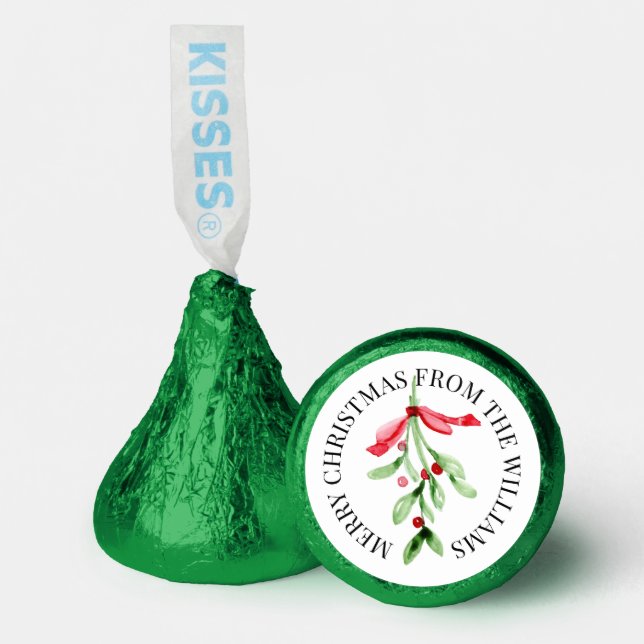 Personalized Christmas Mistletoe Chocolate Kiss Hershey®'s Kisses® (Front)