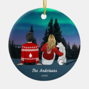 Personalized Christmas Mom Dad Dog Family  Ceramic Ornament