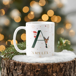 Personalized Christmas Monogram A Mug