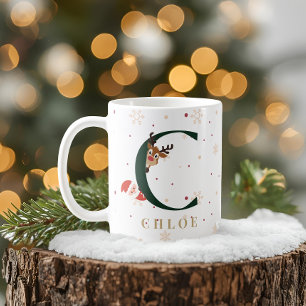 Personalized Christmas Monogram C Mug