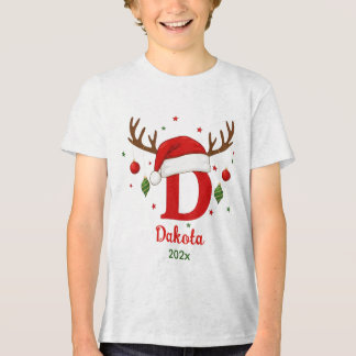 Personalized Christmas Monogram D Santa Hat Tri-Blend Shirt