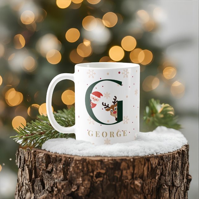 Personalized Christmas Monogram G Mug (Creator Uploaded)