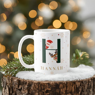 Personalized Christmas Monogram H Mug