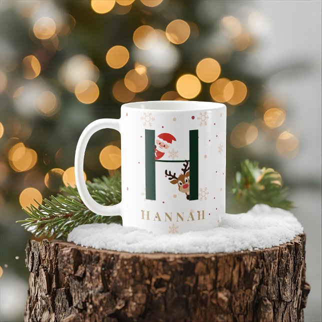 Personalized Christmas Monogram H Mug (Creator Uploaded)