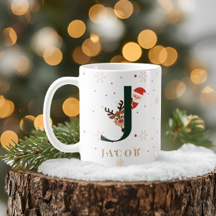 Personalized Christmas Monogram J Mug