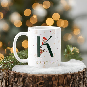 Personalized Christmas Monogram K Mug
