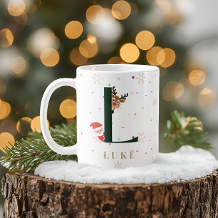 Personalized Christmas Monogram L Mug