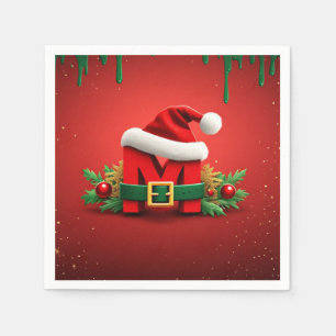 Personalized Christmas Monogram M with Santa Hat  Napkins