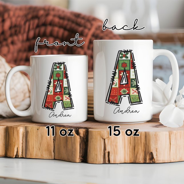 Personalized Christmas monogram mug, Coworker gift Coffee Mug (Christmas monogram mug, initial name mug, custom name mug, personalized name mug, holiday gift mug,)