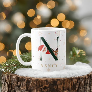 Personalized Christmas Monogram N Mug