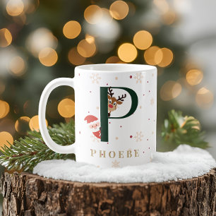 Personalized Christmas Monogram P Mug