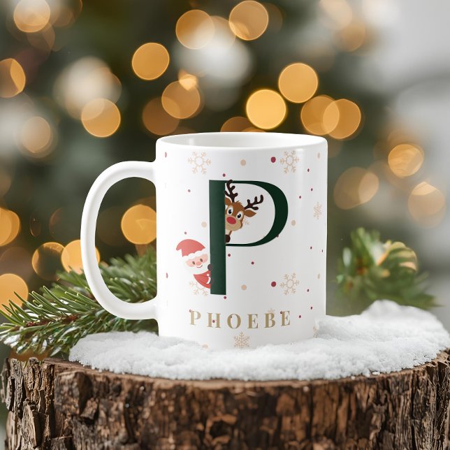 Personalized Christmas Monogram P Mug (Creator Uploaded)