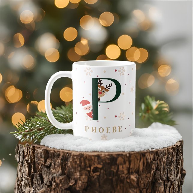 Personalized Christmas Monogram P Mug (Creator Uploaded)