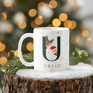 Personalized Christmas Monogram U Mug