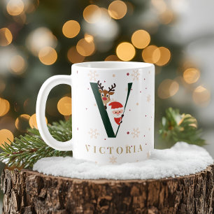 Personalized Christmas Monogram V Mug