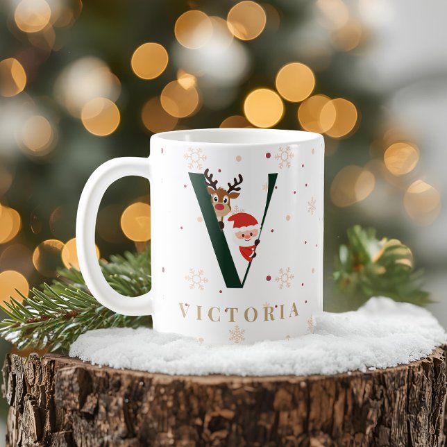 Personalized Christmas Monogram V Mug (Creator Uploaded)