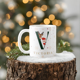 Personalized Christmas Monogram V Mug