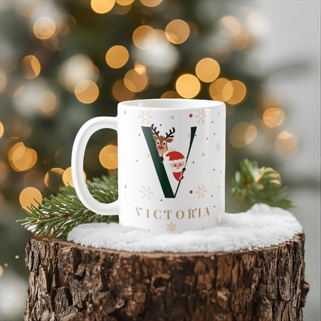 Personalized Christmas Monogram V Mug (Creator Uploaded)