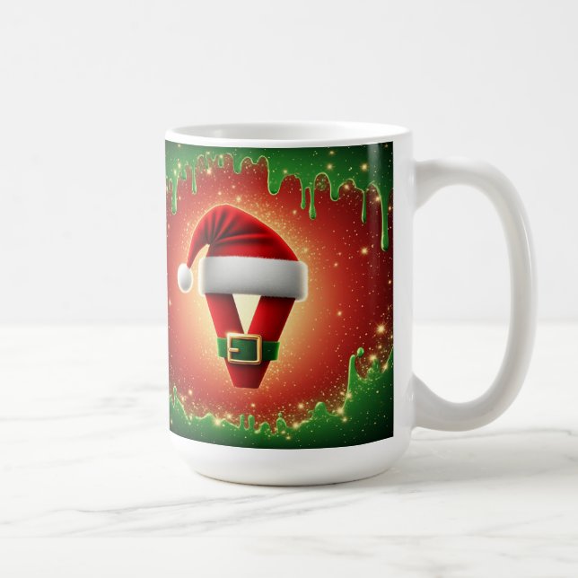 Personalized Christmas Monogram V with Santa Hat Coffee Mug (Right)