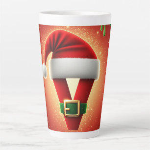 Personalized Christmas Monogram V with Santa Hat Latte Mug
