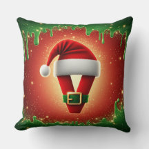 Personalized Christmas Monogram V with Santa Hat