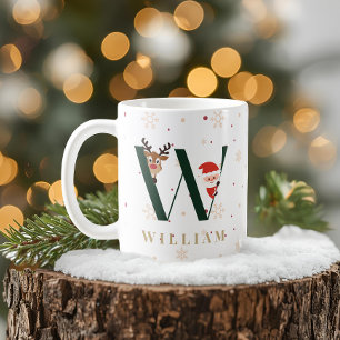 Personalized Christmas Monogram W Mug