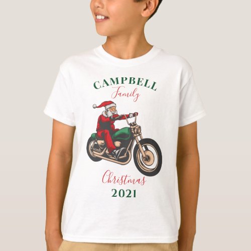 Personalized Christmas Motorbiker Family Matching T_Shirt
