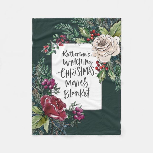 Personalized Christmas Movie Watching Name Custom Fleece Blanket (Front)